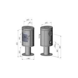 Poêle à bois 6148B - MORSO - Dimensions