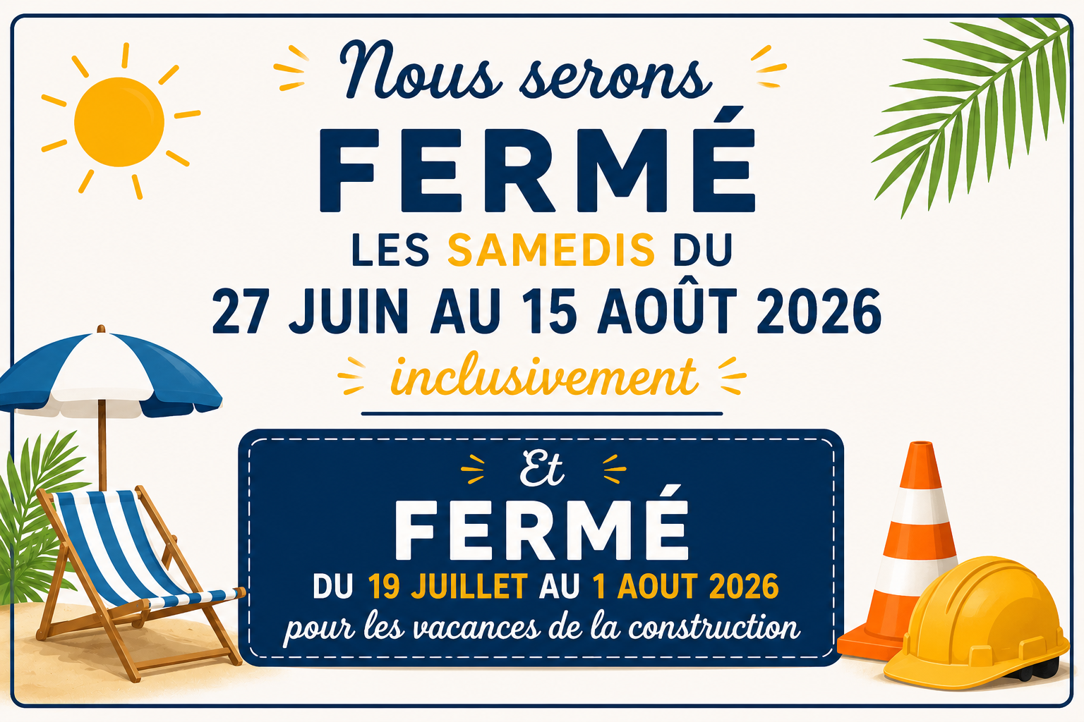Avis de fermeture